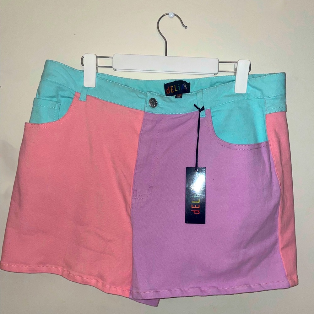 NWT 1X dollskill color block shorts